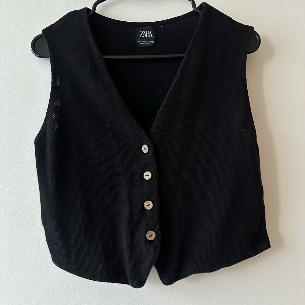 Customised Zara Black Buttoned Women's waistcoat style vest.